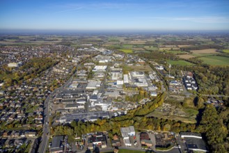 Aerial view, commercial area Römerstraße in the district Bockum-Hövel in Hamm, Ruhr area, North