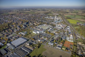 Aerial view, Hella GmbH in the district Bockum-Hövel in Hamm, Ruhr area, North Rhine-Westphalia,