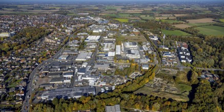 Aerial view, commercial area Römerstraße in the district Bockum-Hövel in Hamm, Ruhr area, North