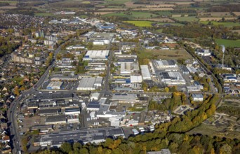 Aerial view, commercial area Römerstraße in the district Bockum-Hövel in Hamm, Ruhr area, North