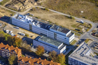 Aerial view, construction site SCI:Q Science Quarter in the district Mitte in Hamm, Ruhr area,