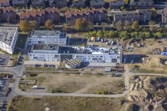 Aerial view, construction site SCI:Q Science Quarter in the district Mitte in Hamm, Ruhr area,