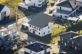Aerial view, residential building in the new development area Auf dem Beisenkamp in the Mitte