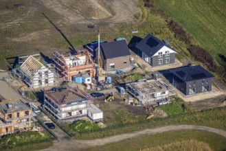Aerial view, construction area Heimshof Ost at Sachsenring in the district Heessen in Hamm, Ruhr