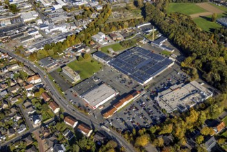 Aerial view, commercial area Römerstraße with Gewerbehof Hövel and Kaufland Hamm-Bockum-Hövel in