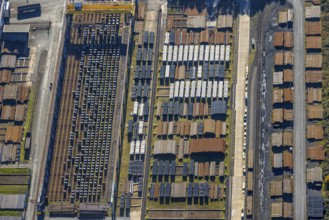 Aerial view, Mannesmann Precision Tubes / Mannesmann Line Pipe Lager am Datteln-Hamm-Kanal im