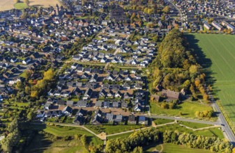 Aerial view, new construction, residential park Schulze-Everding Everdings Hof in the district