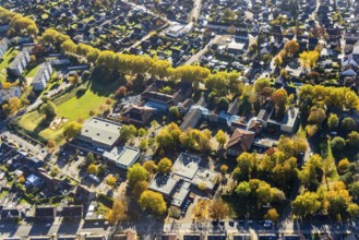 Aerial view, Sophie Scholl School and Gebrüder Grimm School in the residential area on Berliner