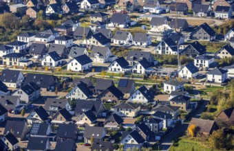 Aerial view, new construction, residential park Schulze-Everding Everdings Hof in the district