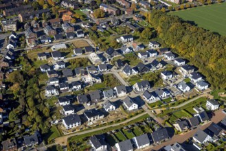 Aerial view, new construction, residential park Schulze-Everding Everdings Hof in the district