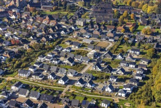 Aerial view, new construction, residential park Schulze-Everding Everdings Hof in the district