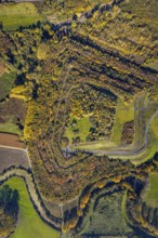 Aerial view, Radbod spoil tip with Radbod spoil tip sign and Alte Lippe in the Bockum-Hövel