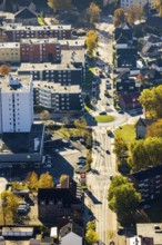 Aerial view, New roundabout at Friedrich-Ebert-Straße in the district Bockum-Hövel in Hamm, Ruhr