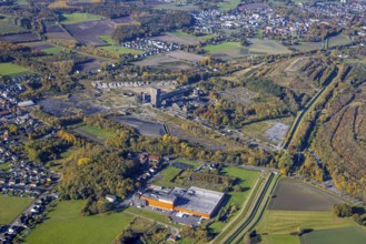 Aerial view, CreativRevier Hamm at the former Ost Zeche Heinrich Robert colliery with hammerhead