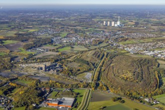Aerial view, Kissinger Höhe slag heap and Ost Zeche Heinrich Robert colliery with hammerhead tower