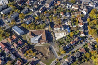 Aerial view, construction site and renovation Arnold-Freymuth-Gesamtschule / Falkschule in the