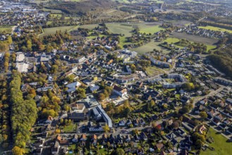 Aerial view, construction area and new construction of flats in the urban renewal area on