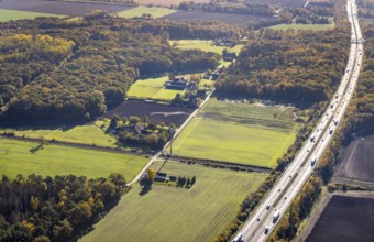 Aerial view, Planned extension of the A1 motorway in the Sandbochum area in the Overberge district