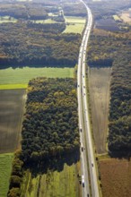 Aerial view, Planned extension of the A1 motorway in the Sandbochum area in the Overberge district