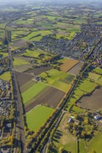 Aerial view, flooded area between marshalling yard, Wiescher Bach, Heeringer Bach, Kamener Straße