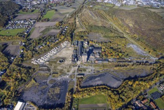 Aerial view, CreativRevier Hamm at the former Ost Zeche Heinrich Robert colliery with hammerhead