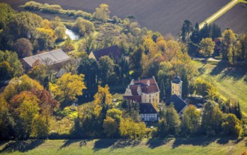Aerial view, Haus Reck in Lerche in the Overberge district of Bergkamen, Ruhr area, North