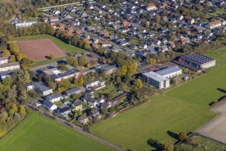 Aerial view, Alfred-Delp-Schule and Freie Waldorfschule in the district Pelkum in Hamm, Ruhr area,