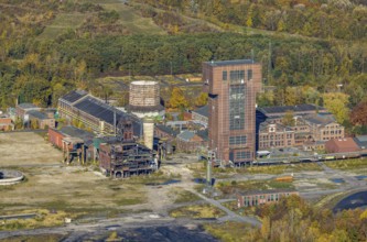 Aerial view, CreativRevier Hamm at the former Ost Zeche Heinrich Robert colliery with hammerhead
