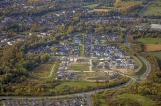 Aerial view, construction area Heimshof Ost at Sachsenring in the district Heessen in Hamm, Ruhr