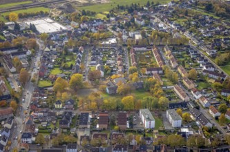 Aerial view, residential area at Ahlener Straße and Maybachstraße at the airfield in the district