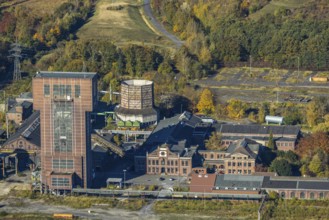 Aerial view, CreativRevier Hamm at the former Ost Zeche Heinrich Robert colliery with hammerhead