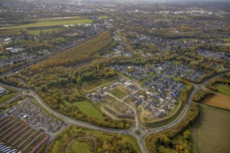 Aerial view, construction area Heimshof Ost at Sachsenring in the district Heessen in Hamm, Ruhr