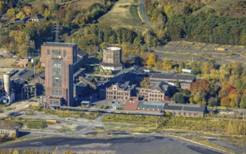 Aerial view, CreativRevier Hamm at the former Ost Zeche Heinrich Robert colliery with hammerhead