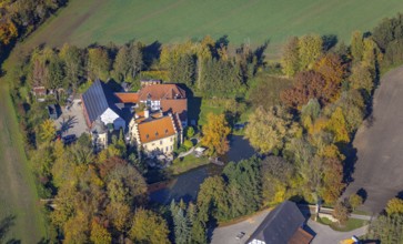 Aerial view, Haus Reck in Lerche in the Overberge district of Bergkamen, Ruhr area, North