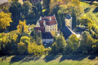 Aerial view, Haus Reck in Lerche in the Overberge district of Bergkamen, Ruhr area, North