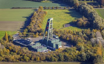 Aerial view, Planned dismantling of Lerche shaft winding tower An der Barbecke in the district of