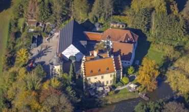 Aerial view, Haus Reck in Lerche in the Overberge district of Bergkamen, Ruhr area, North