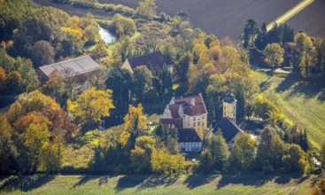 Aerial view, Haus Reck in Lerche in the Overberge district of Bergkamen, Ruhr area, North