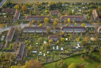 Aerial view, housing estates of the Sachsen colliery on Vogelsang street in the Heessen district of