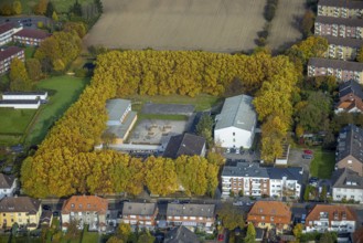 Aerial view, Martin-Luther-Schule in the district Heessen in Hamm, Ruhr area, North