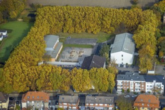 Aerial view, Martin-Luther-Schule in the district Heessen in Hamm, Ruhr area, North