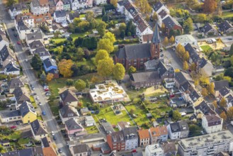 Aerial view, Evangelical Church of Christ and Kindergarten Christuskirche in the district Mitte in
