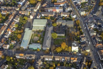Aerial view, Eduard-Spranger-Berufskolleg and Friedrich-List-Berufskolleg and Vorheider Weg bunker