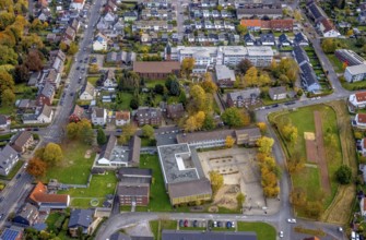 Aerial view, St. Boniface Catholic Church, St. Boniface Senior Citizens' Centre and St. Boniface