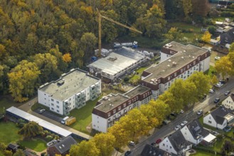 Aerial view, construction site at Wolfgang-Glaubitz-Seniorenzentrum in the district of Heessen in