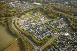 Aerial view, construction area Heimshof Ost at Sachsenring in the district Heessen in Hamm, Ruhr