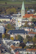 Aerial view, city centre view with former Isenbeck Brewery site and St. Paul's Church in the