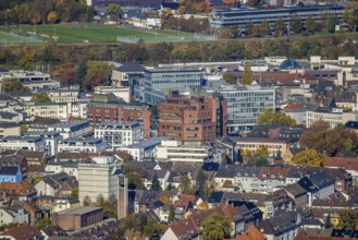 Aerial view, city centre view with view over the Allee-Center to the Hammer Technology and Start-up