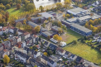 Aerial view, Märkisches Gymnasium and Friedrich-Ebert-Realschule in the district Pelkum in Hamm,
