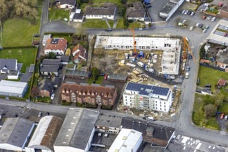 Aerial view, construction site and new building in Seeburger Straße, Heessen, Hamm, Ruhr area,